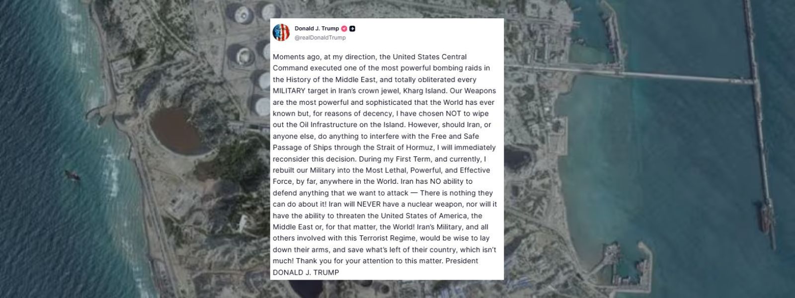 Kharg Island in Iran Bombed